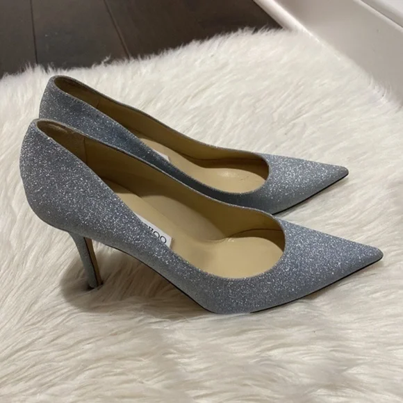 Jimmy Choo Romy 85mm glittered Leather‎ pump size 38EU - Picture 9 of 11